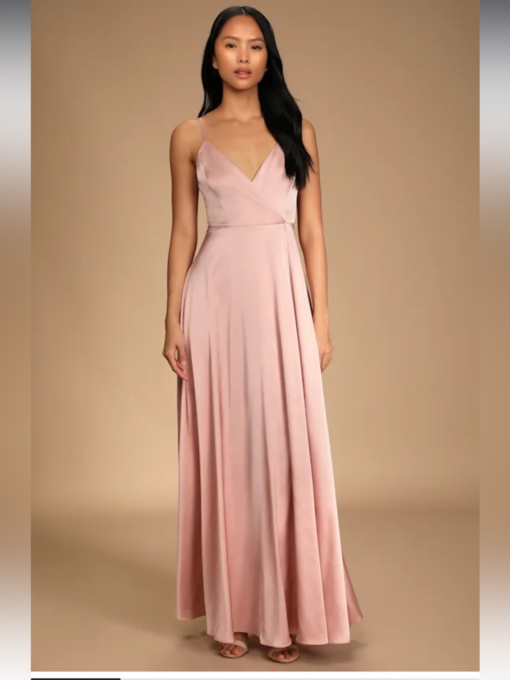Ode To Love Blush Pink Satin Maxi Dress